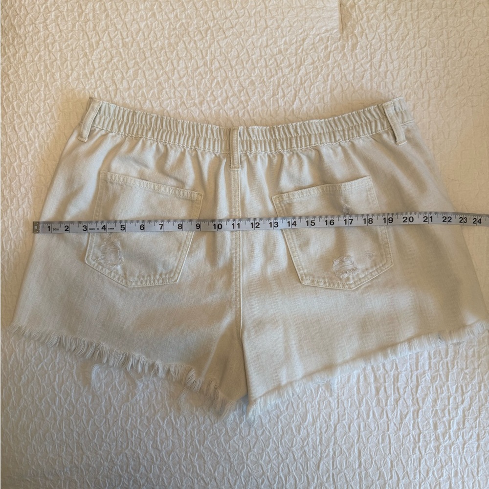 Aerie High-Rise Distressed White Denim Shorts - Size XL - Picture 8 of 10